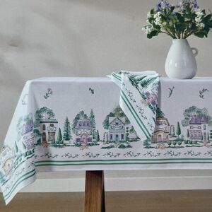 Lenox Spice Village White Tablecloth 60x84 in Cottage Country VIRAL
